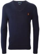 Polo Ralph Lauren V-neck Sweater, Men's, Size: Large, Blue, Cotton