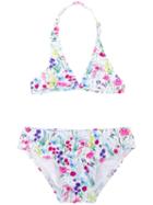 Oscar De La Renta Kids - Floral Print Bikini - Kids - Polyamide/spandex/elastane - 3 Yrs, White