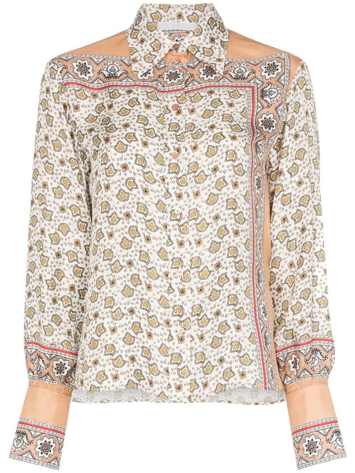 Chloé Floral Paisley Print Silk Shirt - Neutrals