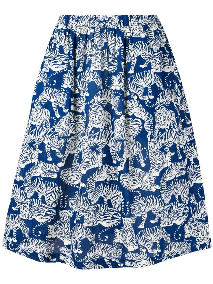 Ymc Tiger Print Midi Skirt - Blue