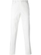 Corneliani Straight Leg Trousers, Men's, Size: 54, White, Cotton/spandex/elastane