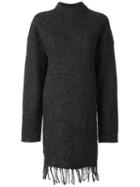 T By Alexander Wang Hooded Fringed Sweater, Women's, Size: Small, Black, Merino/cotton/polyester