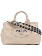 Prada Structured Logo Tote - Nude & Neutrals