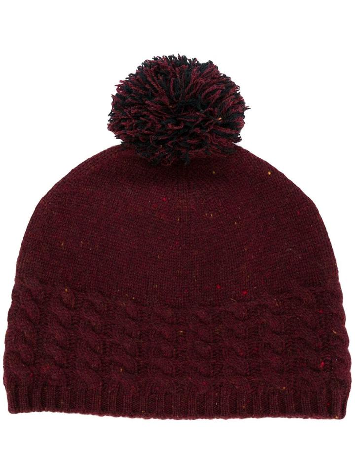 N.peal Pom-pom Beanie Hat - Red