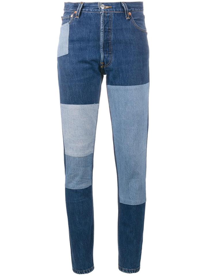 Re/done Patchwork Slim-fit Jeans - Blue