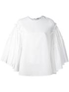 Msgm - Ruffled Sleeve Top - Women - Cotton/polyester - 46, White, Cotton/polyester
