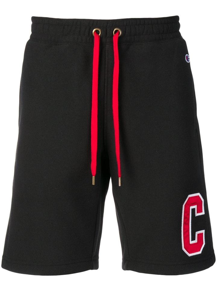 Champion Stripe Logo Drawstring Shorts - Black