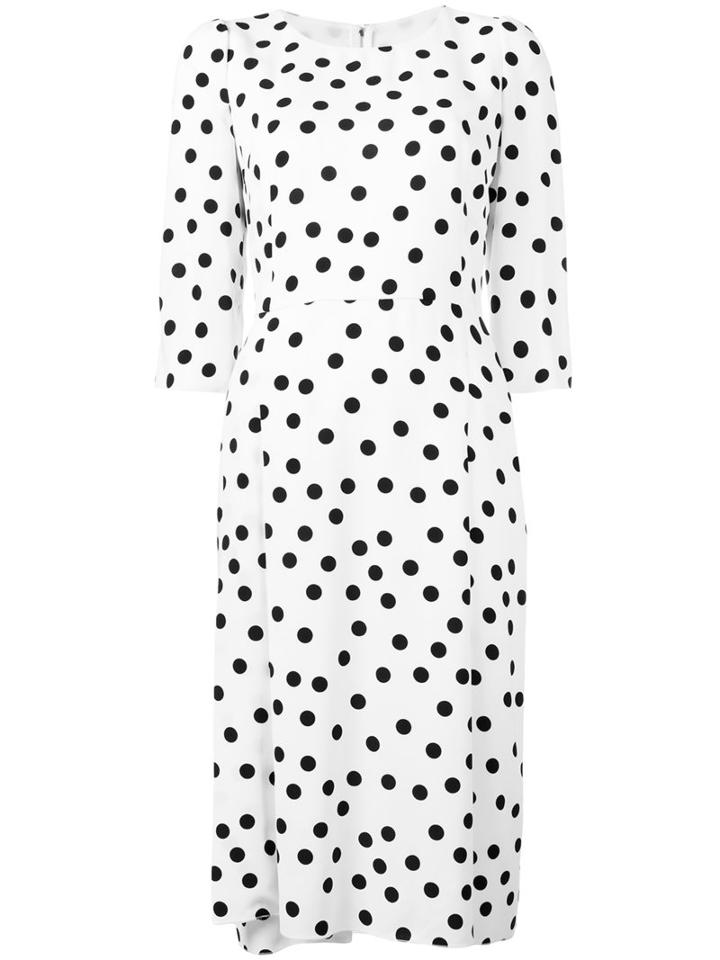 Dolce & Gabbana Polka-dot Shift Dress, Women's, Size: 48, White, Cotton/viscose/silk/polyamide