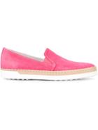 Tod S Braided Trim Slip-on Sneakers, Women's, Size: 40, Pink/purple, Leather/rubber/suede
