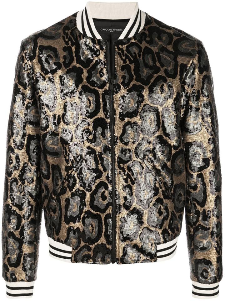 Garcons Infideles Collins Sequin Leopard Bomber Jacket - Multicolour