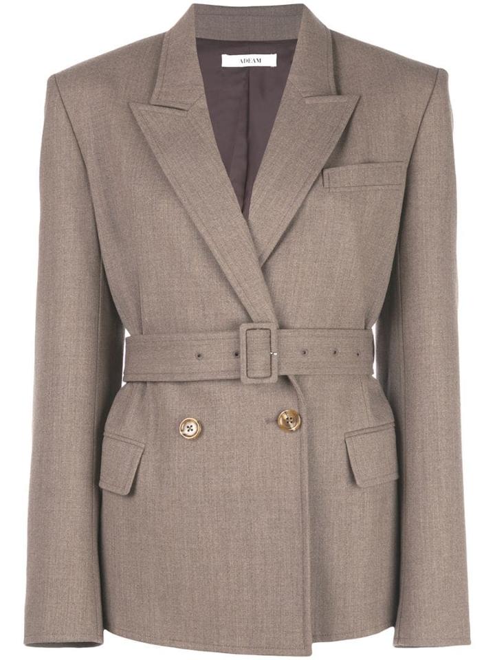 Adeam Double-breasted Belted Blazer - Brown