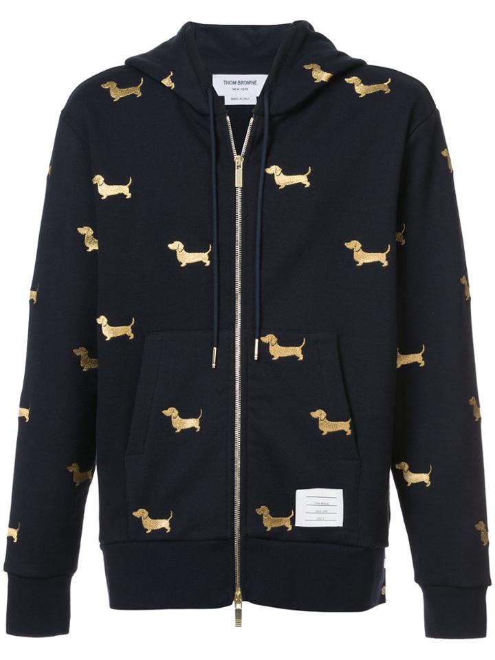Thom Browne Hector Print Zip Hoodie - Blue