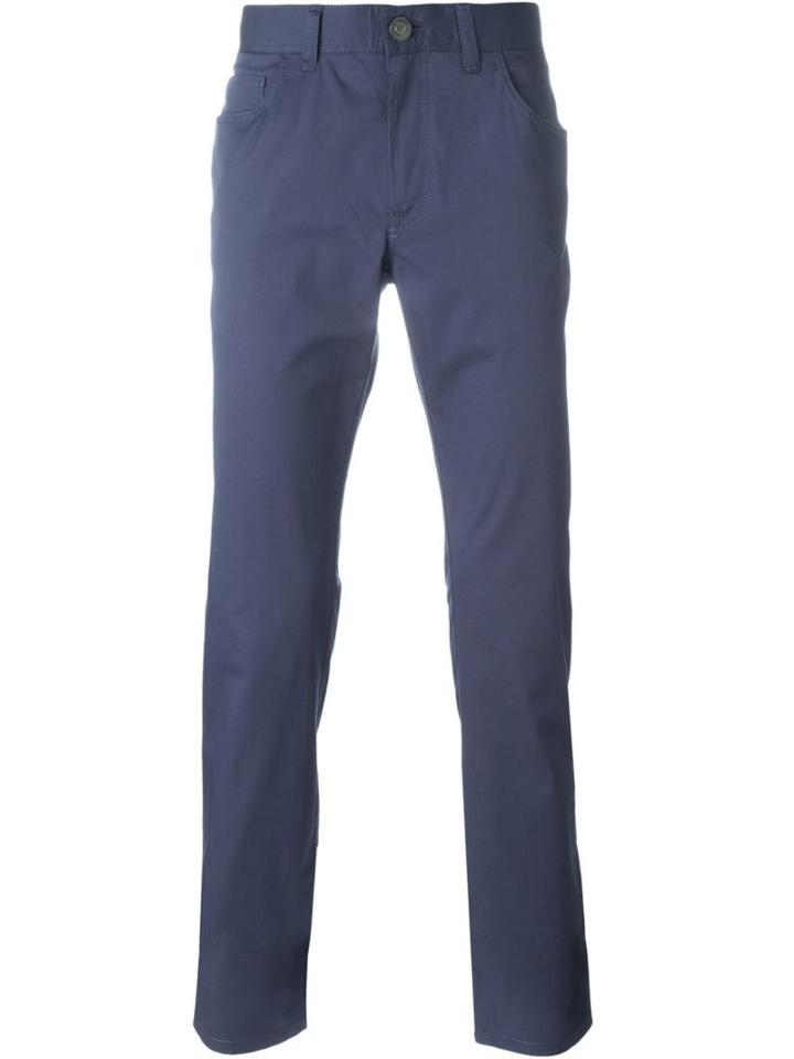 Brioni Slim Fit Trousers, Men's, Size: 38, Blue, Cotton/spandex/elastane
