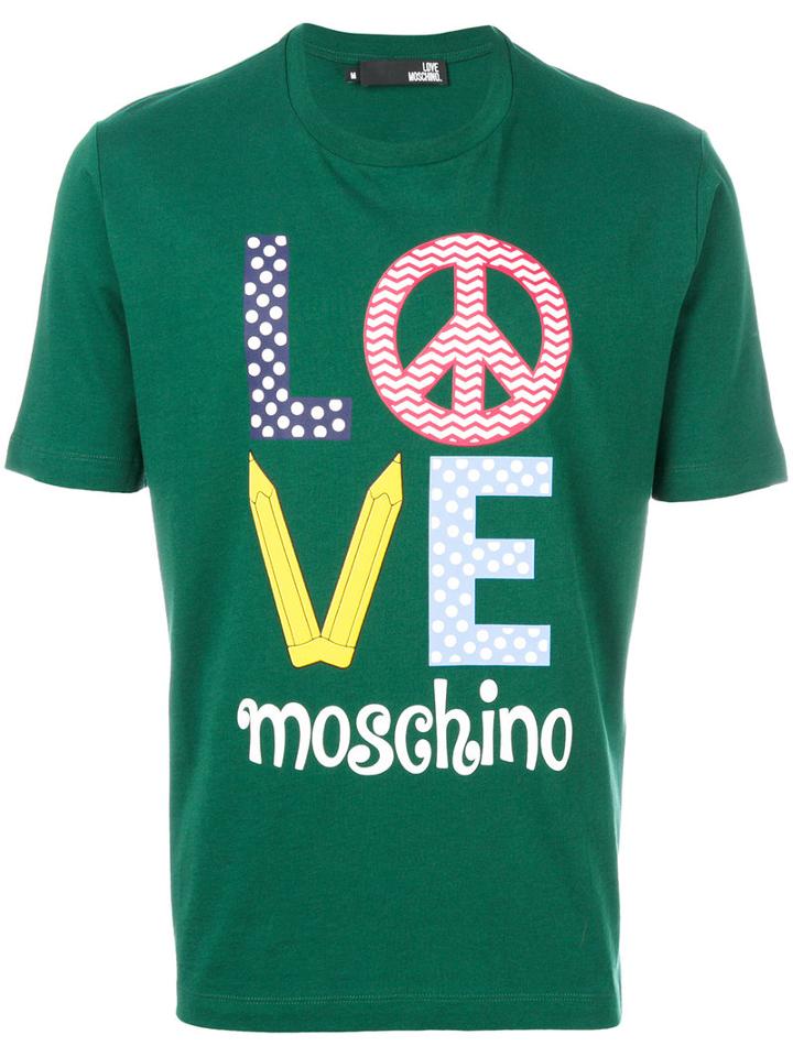 Love Moschino - 'peace And Love' T-shirt - Men - Cotton - Xl, Green, Cotton