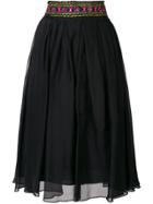 Romeo Gigli Vintage Embroidered Midi Skirt - Black