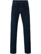 Lanvin Straight Leg Jeans, Men's, Size: 32, Blue, Cotton/calf Leather/polyester