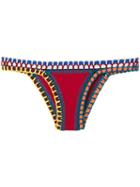 Kiini Embroidered Soley Bikini Bottom, Women's, Size: Small, Red, Cotton/polyester/nylon/spandex/elastane