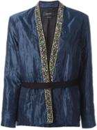 Isabel Marant 'jasia' Belted Jacket, Women's, Size: 36, Blue, Cotton/silk/acrylic/glass