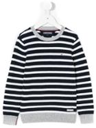 Tommy Hilfiger Junior - Stripped Knitted Jumper - Kids - Cotton - 12 Yrs, Blue