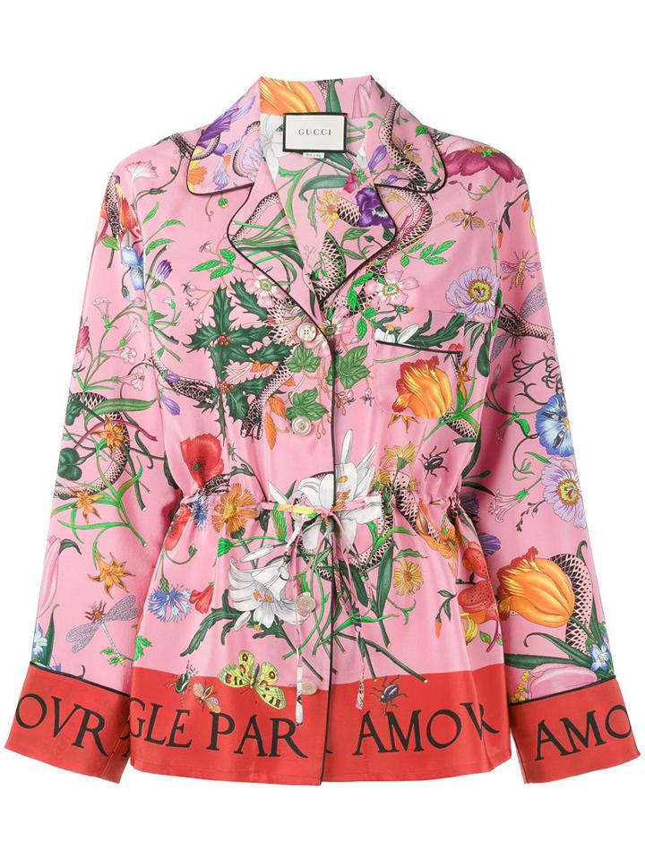 Gucci - Floral Snake Print Shirt - Women - Silk - 36, Silk