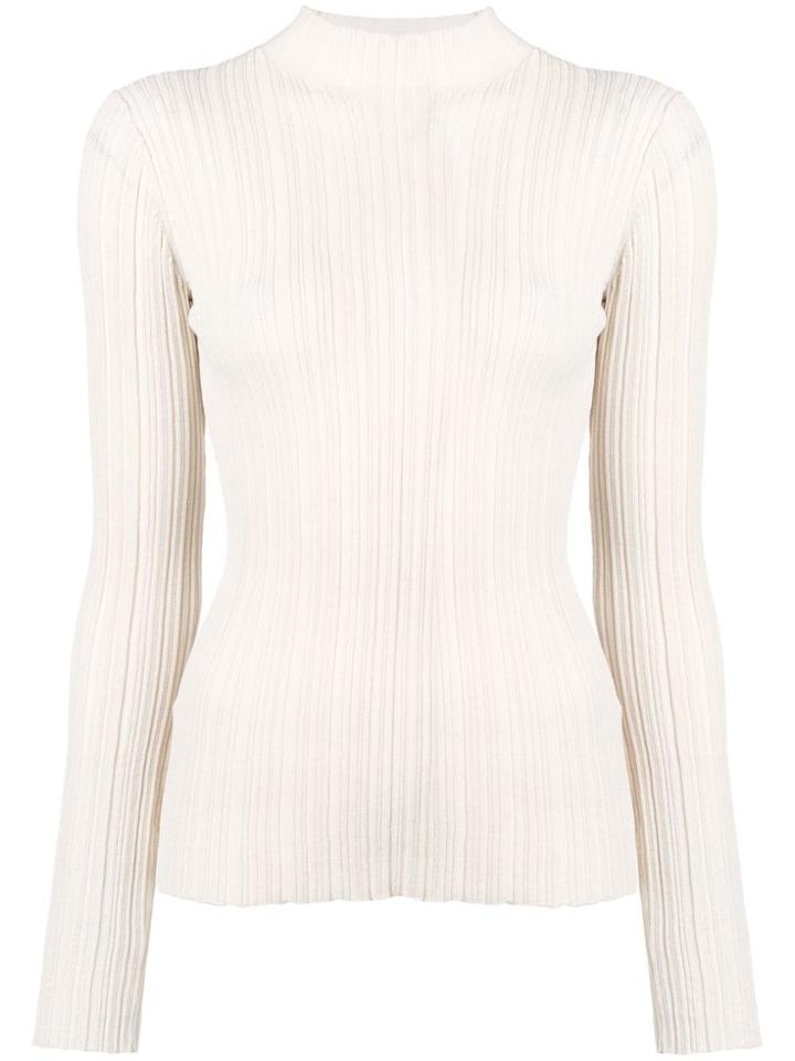Acne Studios Slim Fit Ribbed Sweater - Neutrals
