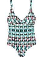 Lygia & Nanny Open Back Printed Swimsuit, Women's, Size: 42, Green, Polyamide/spandex/elastane