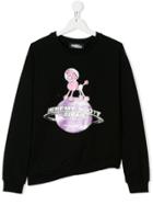 Jeremy Scott Junior Teen Globe Print Asymmetric Sweatshirt - Black
