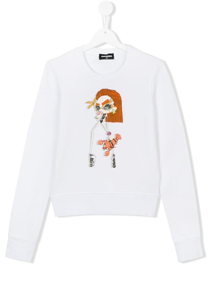 Dsquared2 Kids Printed Sweatshirt, Girl's, Size: 14 Yrs, White