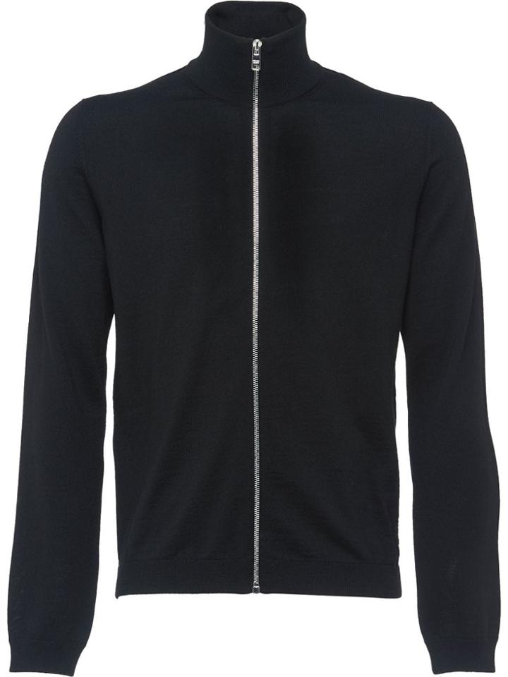 Prada High Neck Zip Front Cardigan - Black