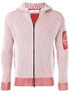 Stone Island Logo Patch Zipped Hoodie - Red