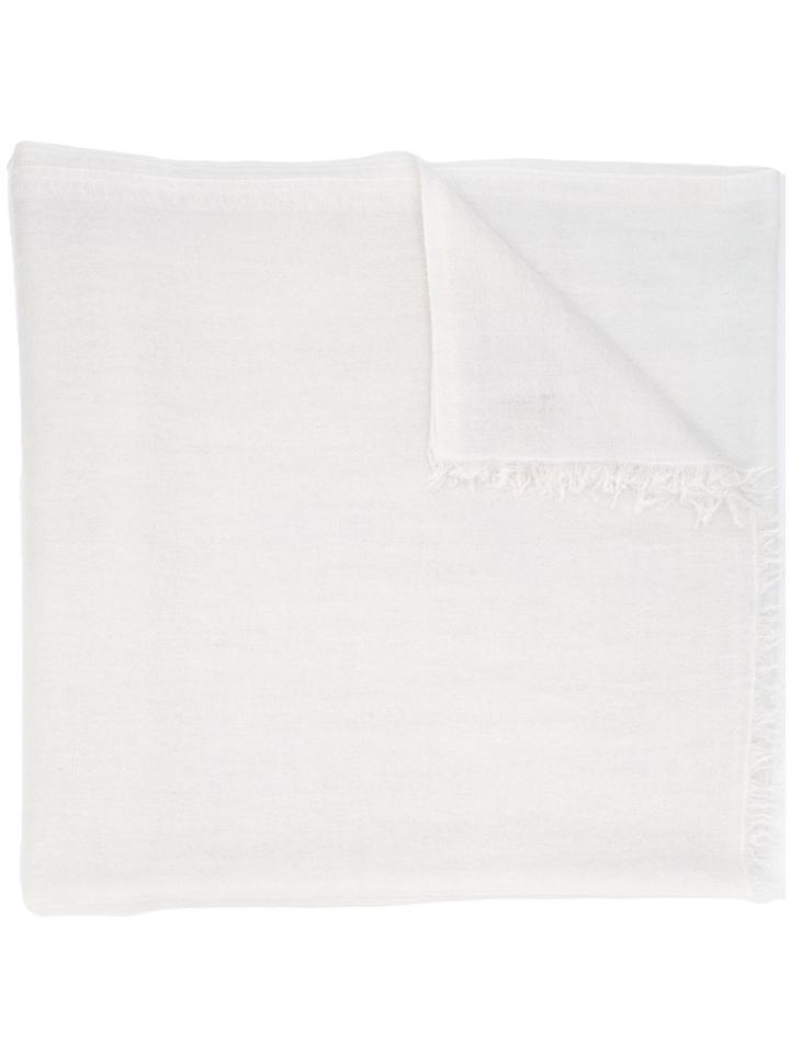 Faliero Sarti - Fringed Scarf - Women - Silk/cashmere - One Size, White, Silk/cashmere