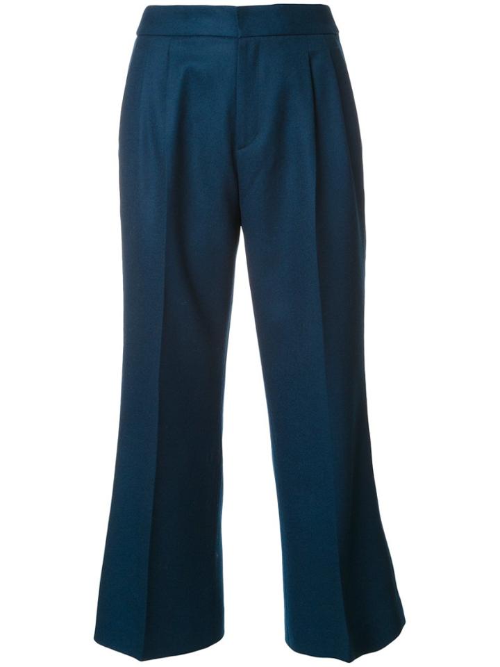 Loveless Flared Cropped Trousers - Blue