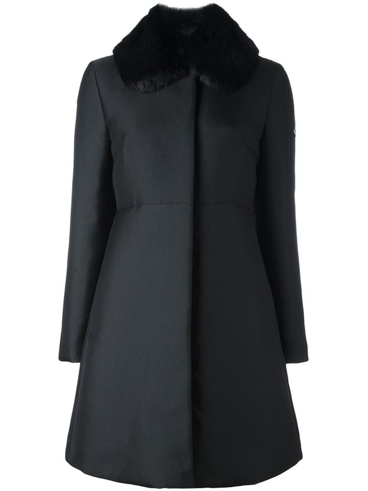 Moncler Gamme Rouge Contrast Collar Coat, Women's, Size: 3, Black, Polyester/polyamide/feather Down/rabbit Fur