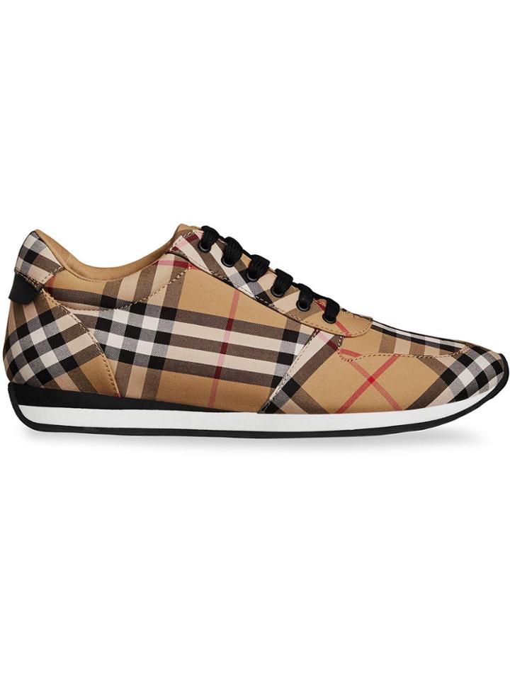 Burberry Vintage Check Cotton Sneakers - Yellow & Orange