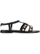 Fausto Puglisi Embellished Sandals, Women's, Size: 36, Black, Leather/metal