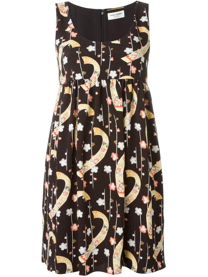 Saint Laurent Sleeveless Flared Dress, Women's, Size: 36, Black, Polyester/silk