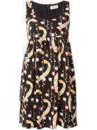 Saint Laurent Sleeveless Flared Dress, Women's, Size: 36, Black, Polyester/silk