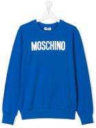 Moschino Kids Teen Logo Print Sweatshirt - Blue