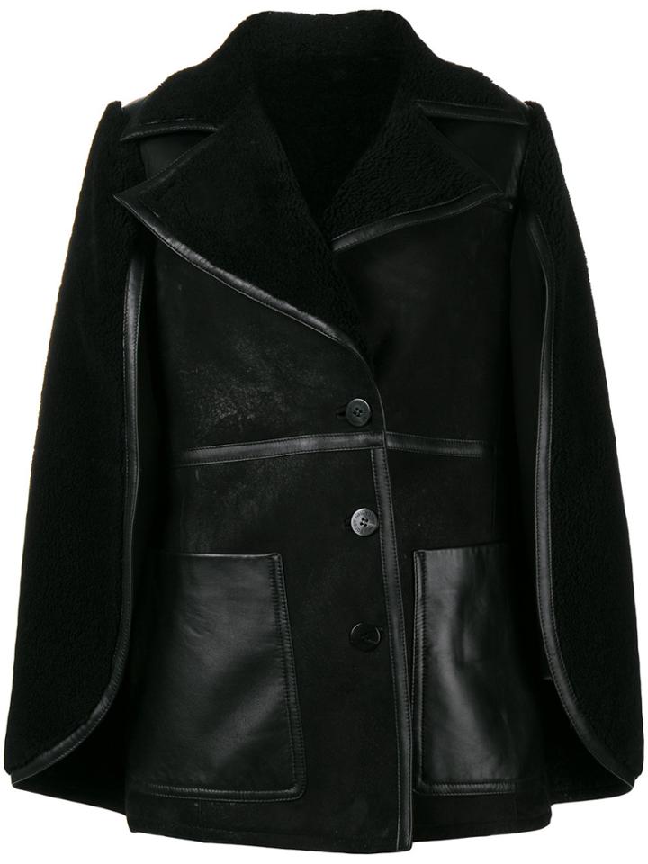 Neil Barrett Shearling Cape Coat - Black
