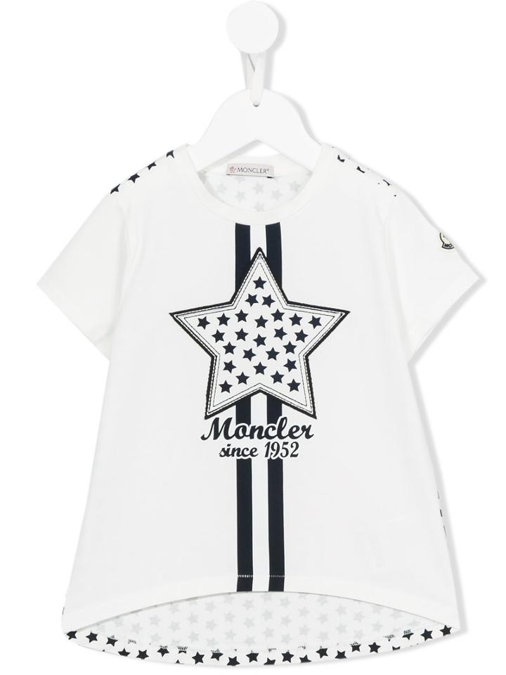 Moncler Kids Star Print T-shirt, Girl's, Size: 6 Yrs, White
