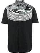 Neil Barrett Patterned Camouflage Shirt, Men's, Size: 40, Black, Cotton