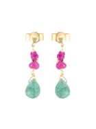 Natasha Collis Emerald And Pink Spinal Drop Earrings, Women's