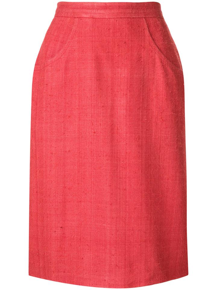 Yves Saint Laurent Vintage Straight Distressed Skirt - Red