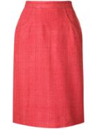 Yves Saint Laurent Vintage Straight Distressed Skirt - Red