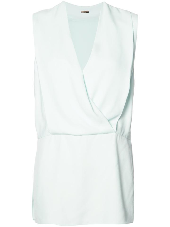 Adam Lippes Draped Neckline Blouse, Women's, Size: 6, Blue, Silk/viscose