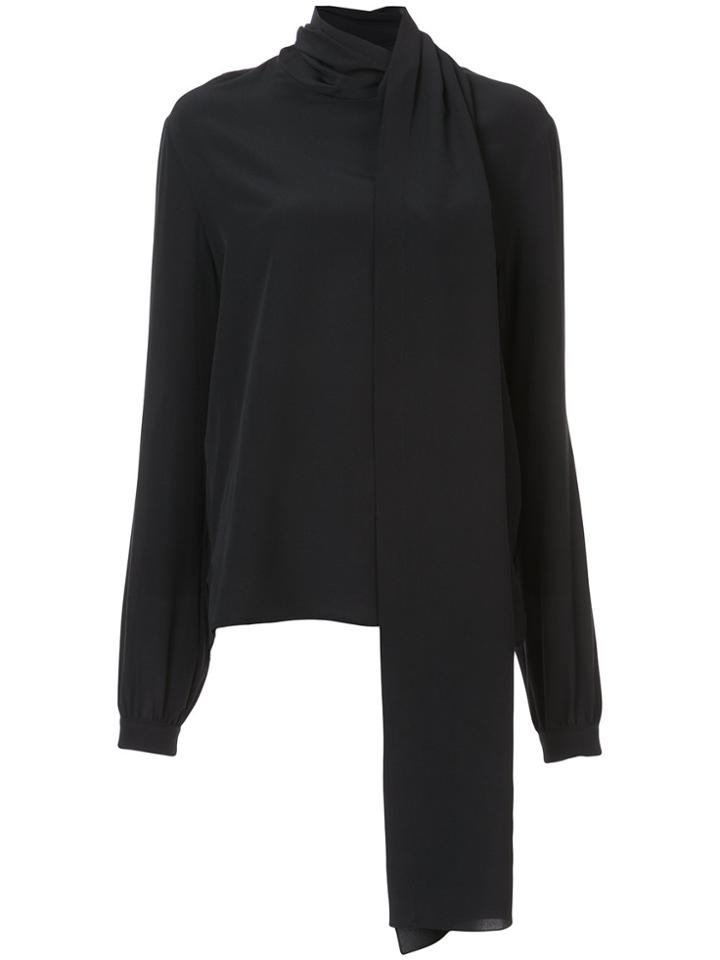 Saint Laurent Draped Neck Blouse - Black