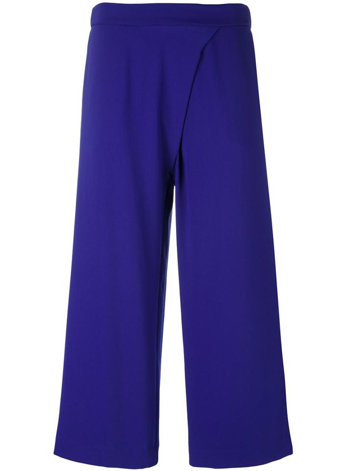 Wide Leg Cropped Trousers - Women - Polyester - M, Blue, Polyester, P.a.r.o.s.h.