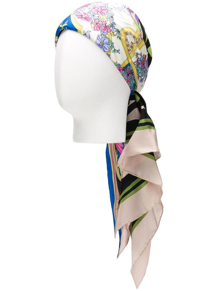 Gucci Floral Print Silk Turban - White