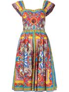 Dolce & Gabbana Carretto Siciliano Print Dress, Women's, Size: 42, Cotton