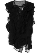 Comme Des Garçons Vintage Ruffle Sheer Blouse - Black